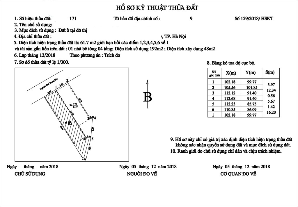 Hồ Sơ Kỹ Thuật Thửa đất